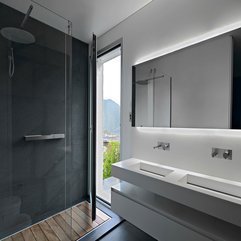 Next To Shower Area With Glass Wall Opened Door - Karbonix