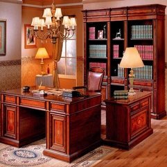 Office Design With Wooden Floor And Beautiful Chandelier Luxury Home - Karbonix