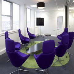 Office Meeting Room Design With Purple Comfortable Chair Green Rug Creative - Karbonix