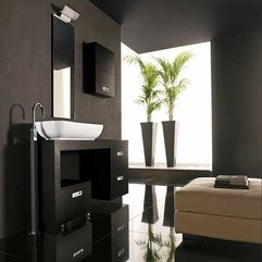 Best Inspirations : On Black Cabinet With Square Mirror On The Black Wall White Washstand - Karbonix