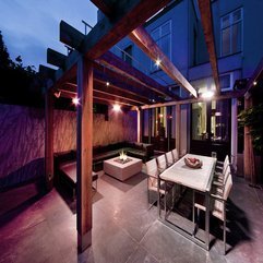 On Wooden Column Patio Purple Lighting - Karbonix