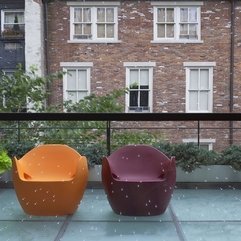 Orange Chairs Glazed Balcony Floor Viewed From Inside Purple And - Karbonix