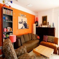 Orange Color Design Living Room - Karbonix