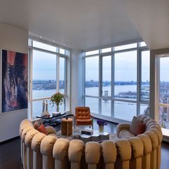 Overlooking Outside View Through Glazed Window White Sofa - Karbonix