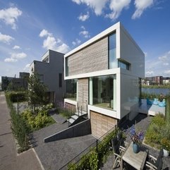 Painted Villa Combined With Wooden Wall Paneling Glazed Window Modern White - Karbonix