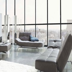 Penthouse Living Room Interior With Modern Style Sofas In Light Grey Color - Karbonix