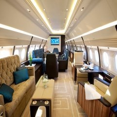 Picturesque Private Jet Interior Design With Soft Brown Leather - Karbonix