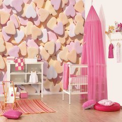 Pink Hearts Wall Covering For Baby Girl Nursery Room Design Looks Cool - Karbonix