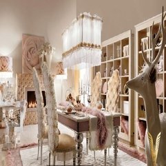 Pink Interior Dining Room Design With Luxury Pendant Lamp Luxurious White - Karbonix