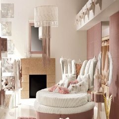 Pink Interior Girls Bedroom Design With Round Bed Luxurious White - Karbonix