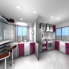 Pink Kitchen With Cool White Recessed Ceiling Lighting Simple White - Karbonix