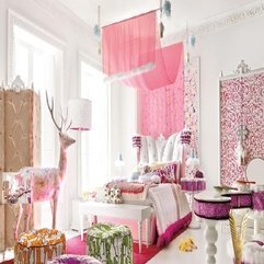 Pink Themed Interior Girls Bedroom With Luxury Furniture Luxurious White - Karbonix