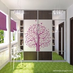 Best Inspirations : Pink Tree Decal Wardrobe Girls Bedroom Design With Grass Synthetic Rug Design Cute - Karbonix