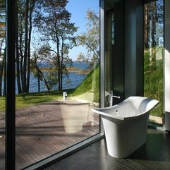 Placed Glazed Corner With Lake View White Bathtub - Karbonix