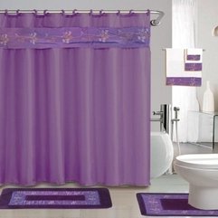 Purple Bathroom Accessories Combined With White Furniture For Chic - Karbonix