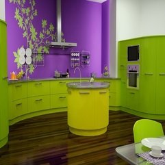 Purple Kitchen Design With Plant Decals In Green - Karbonix