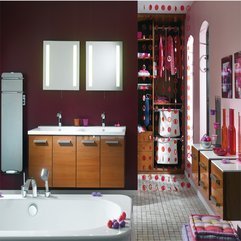 Purple Modern Style Bathroom Design With Two Washbasins Dark - Karbonix