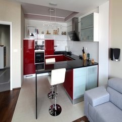 Red Accent Kitchen In Apartment Neopolis Interior Design - Karbonix