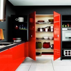 Red Black Kitchen Design Shiny Metalic - Karbonix
