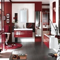 Red Color Decor Smart Bathroom - Karbonix