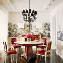 Best Inspirations : Red Dining Room Ideas With The Striking Chairs And White Wallpaper - Karbonix