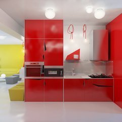 Red Kitchen Units In Modern Style - Karbonix