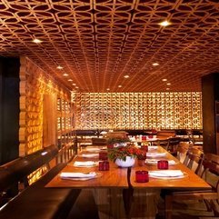 Restaurant Interior Design Wirh Golden Light La Nonna - Karbonix