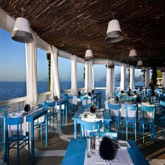 Restaurant With Blue Chairs Tables Also Sea View Looks Cool - Karbonix
