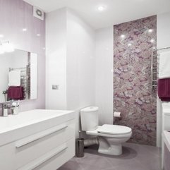 Retro Bathroom With Purple Flower Wall Decoration And Superb - Karbonix