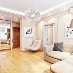 Retro Living Area With Cozy Sofa Light Hardwood Floor Neutral Mod - Karbonix