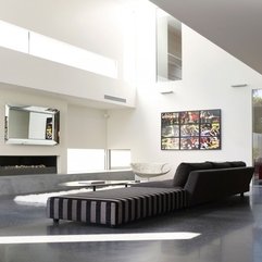 Robinson Road Residence Bright Living Area With Stripe Grey Sofa In Modern Style - Karbonix