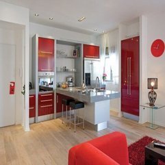 Best Inspirations : Romantic Apartment Inspiration In Red And White Theme Kitchen - Karbonix