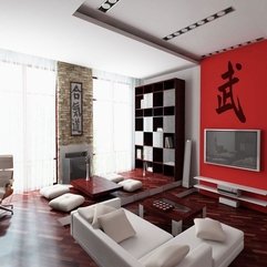 Room With Red Theme Oriental Living - Karbonix