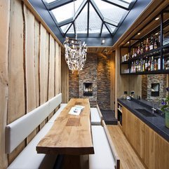 Room With Wooden Interior Near Kitchen With Black Shelf Dining Room - Karbonix