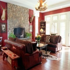 Rustic Living Room Design Ideas With Antlers Fake Wall Decor And - Karbonix