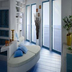 Seating White Oval Sofa Open Design White Blue - Karbonix