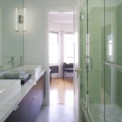 Shower Area Door In Front Of Mirror With Bedroom Background Glazed - Karbonix