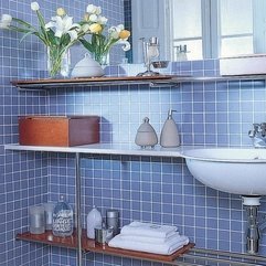 Small Bathroom With Blue Tile Storage Ideas - Karbonix