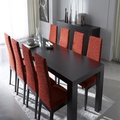 Small Dining Room With Black Table And Red Chair Furniture - Karbonix