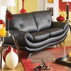 Sofa Livingroom Furniture Leather Black - Karbonix