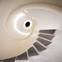Stairs With White Rounded Lights White Curved - Karbonix