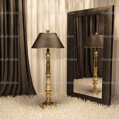 Standard Lamp With Mirror And Carpet In Luxurious Interior Stock - Karbonix