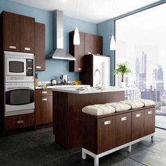 Storage With Blue Wall Innovative Kitchen - Karbonix