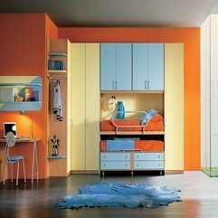 Striking Colors Design With Orange Yellow Light Blue Teens Bedroom - Karbonix