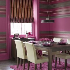 Striking Dining Room Idea With Shocking Striped Pink Fancy Paint - Karbonix