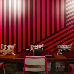 Striped Red And Black Wallpaper For Striking Dining Room Idea - Karbonix
