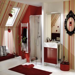 Striped Wall Decor Ideas Red Bathroom - Karbonix