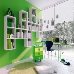 Study Space With White Shelving In Green - Karbonix