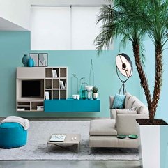 Style With Tiffany Blue Wall Paint With Palm Tree Beautiful Home - Karbonix