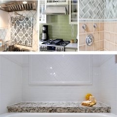 Subway With Accent Backsplash White Tile Attractive Design - Karbonix